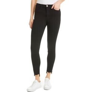 Frame Denim Women's Black Le High Skinny Ripped Raw Hem Ankle Jeans - Size 30